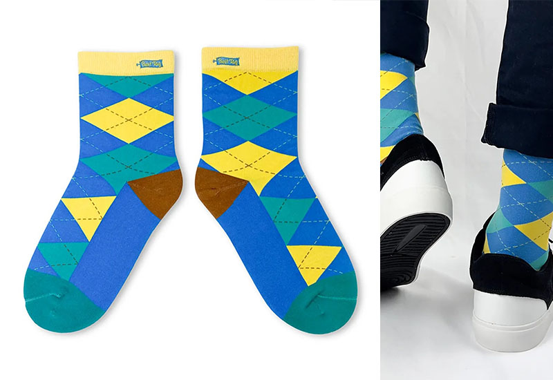 經典菱格紋-藍 厚襪款(2種尺寸)